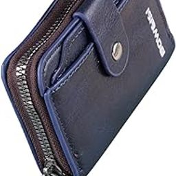 Unisex Genuine Leather Wallet with Zipper | RFID Blocking Card Holder Zipper Wallet(Blue)-picture-48