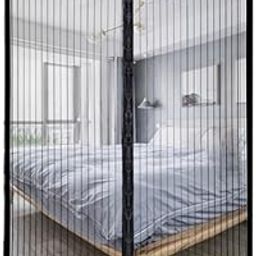 HASTHIP® Classic Magnetic Mosquito Net Mesh Screen Door 74x 86 Inches Fashion Patchwork Curtain Auto Closing Proof Self Sealing Screen Room Partition Screen Removable Hook and Loop Mesh Screen Door-14
