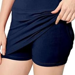 Skirt with Shorts for Women's & Girl's Solid High Waist Flared Skater Short Mini Skirt-image-53