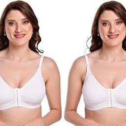 Cotton Front Open Sports Bra for Women Daily Use | Non-Wired Sweat Absorbent Seamless Bra | Full Coverage Regular Wear Comfortable and Convenient with Back Support Suitable for Gym, Yoga (Pack Of 2)-1
