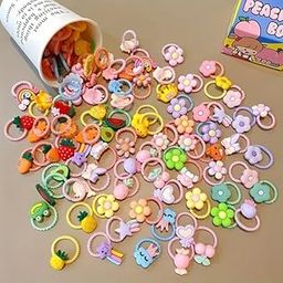 NEOBABY Cute Colorful Hair Ties for Girls – Elastic Ponytail Holders & Hair Accessories for Baby Girls & Women's (Assorted, Pack of 6 Pairs)-image-1