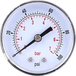 Pressure Gauge, 50mm Dial 1/8 BSPT Back Connection Pressure Gauge for Air Water Oil Gas, Pressure Meter Pressure Measuring Tool(0-100psi 0-7bar)-29