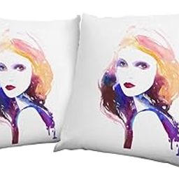 Mojolo Girl Painting Art Theme Cushion Cover (12x12 Inches)(Pack of 2)-image-92