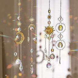 LightsUp Crystal Suncatcher for Windows Hanging Decor, Prism Sun Catcher with Chain and Hook, Rainbow Maker for Ceiling Garden Home Indoor Ornament, 4PK-image-18