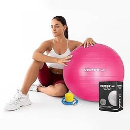Vector X Gym Ball for Exercise Anti Burst Exercise Ball with Foot Pump for Workout Yoga Ball for Women and Men Swiss Ball for Balance Stability Training, Birthing Ball for Pregnancy, Fitness-image-89