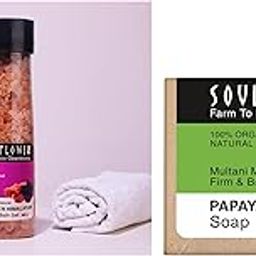 Soulflower Lavender Bath Salt Enriched with Himalayan Pink Rock Bath Salt for Relaxing Muscle Organic Papaya Cucumber Soap-image-41