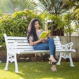 Cast Iron 3 Seater Garden Bench for Indoor & Outdoor Park | Patio | Living Room | Terrace | Balcony - (White)-image-68