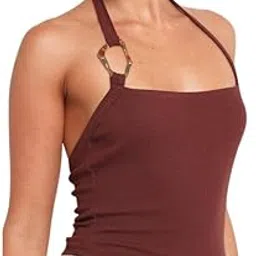 mastyle Women Sleeveless Backless Knitted Halter Top Slim Fit Solid Viscose Summer Wear Top-picture-47