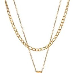 Black Onyx Two Layer Necklace for Women - Waterproof & Anti Tarnish Jewellery | Gold Plated Necklace Chain, Gift For Women & Girls-61