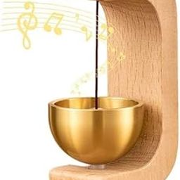 Trikhomam Wooden Frame Mini Bell Chime – Soothing Desk Gong with Golden Resonance Bowl for Meditation, Focus & Decor (Pack of 1)-image-32