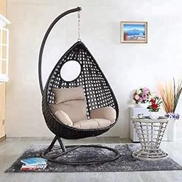 SpyderCraft Metal Alisha Craft Single Seater Swing Chair with Stand & Cushion Outdoor Indoor Balcony Garden Patio,Powder Coated Frame,Uv Protected Wicker,Premium Cushion-image-5