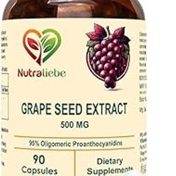 NutraLiebe OPC Grape Seed Extract Capsules - Minimum 95% OPCs, Powerful Antioxidant Support, 90 Capsules-image-80