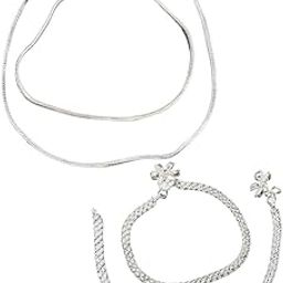 Indian Traditional White Metal Anklets Payal Pair for Women (0034)-image-44