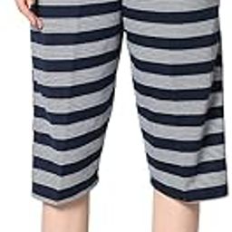 Women's Cotton Three Fourth Capri Shorts with Side Pockets |Women's Casual Shorts-D13__STR__NVY__01-P-image-66
