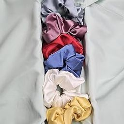 THDRK Premium Satin Scrunchies – Pack of 6 Multicolor Hair Ties for Women & Girls – Soft, No-Crease, Gentle Elastic Hair Bands (Pack of 6)-image-96