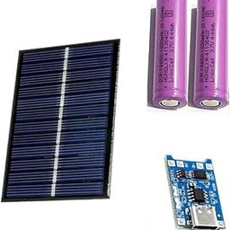 ElectroSys Combo of 99mm X 69mm 6v 180mah Rectangle Shape Polycrystalline Mini Epoxy Solar Panel with 2 * 1200 Mah Cell and TP 4056 Type C Charging Module-3
