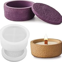 Skytail Silicone Jar Mold With Nature Rough Texture for Candle Vessels Storage Box Epoxy Resin Casting Concrete Crafts Jewelry Box Home Decor Table Decoration Candle Holder Organizer Plant Mold Wedding Gifts-image-94