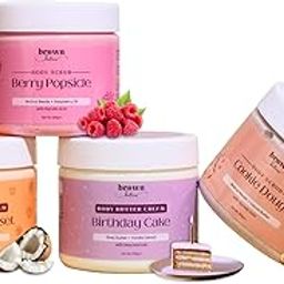 Brown Butters Ultimate Body Care Kit | 1200 gm | Combo of Berry Popsicle & Cookie Dough Exfoliating Body Scrubs, Birthday Cake & Tropical Sunset Body Butters | Exfoliate & Hydrate | Soft Glowing Skin | Unisex-image-45