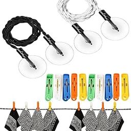 2pcs Clothesline with Suction Cup, Retractable Clothes Line for Travel, Camping, and Home Use, Includes 10 Sturdy Cloth Clips for Secure Drying-image-16