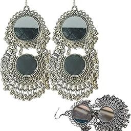 Fancy Oxidized Earrings for Women & Girls – Ethnic Indian Jewelry in Hoop, Jhumka, Chandbali & Mirror Designs-image-33