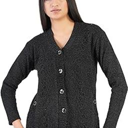 Women's Woolen V-Neck Buttoned Full Sleeve Cardigan Self Design Soft Wool Fabric Winter Wear Pure Wool Sweater Fully Warm with Front Pockets Stylish Cardigan-image-79