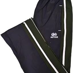 Active Men's Athletic Track Pants with Side Stripes, Black and White, Elastic Waist-image-76