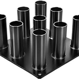 SportsFuel Heavy-Duty Steel 9-Bar Olympic Barbell Holder Rack | Vertical Gym Bar Storage Stand – No Assembly Required – Protective Sleeves – Optional Floor Bolts – Powder-Coated Black-4