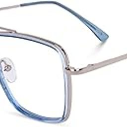 CREEK Blue Light Blocking Blue Cut Zero Power anti-glare Retro Square Eyeglasses,Metal Frame for Eye Protection from UV by Computer/Mobile (With Torch and Testing Card)-picture-0