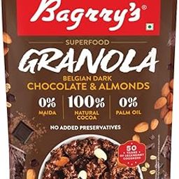 Bagrry’s Superfood Granola Belgian Dark Chocolate & Almonds 400g Pouch | 40% Oats & Quinoa Flakes | 100% Natural Cocoa | Plant Based | High in Fibre & Protein | Breakfast Cereal | Crunchy Granola-23