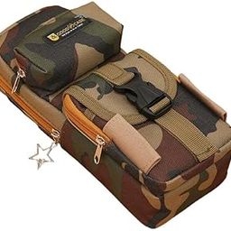 Kiddie Galaxia Oxford Fabric Camouflage Pencil Case 5 Layer 3 Compartments Large Capacity Cute Zip Closure Aesthetic Holder Organizer Bag Multifunctional For School (Pack Of 1, Multi Color, Brown)-24