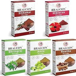 BRALCON Organic Amla, Reetha, Shikakai, Bhringraj, Hibiscus Powder Combo-500g (100g x 5 Pack)|Amla Powder, Reetha Powder, Shikakai Powder, Bhringraj Powder, Hibiscus Flower Powder for Hair & Skin Care-18