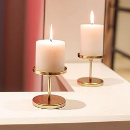 Home Trends India Metal Candle Stand I Candle Holder For Home, Birthday Decoration I Table Romantic, Birthday, Dinner Home & Bar Decorative (Set Of 2, Gold)-image-22