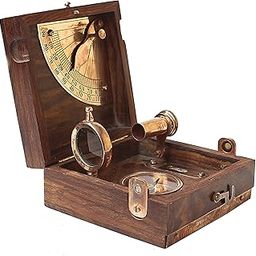 Antique Marine Master Instrument Box-telescope Compass Sprit Level Alidade Scale Chart Collectibles Vintage Instrument Box-18