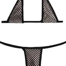 Women Bikini Mesh Fishnet Bikini Set with Halter Neck Tie, Black-image-110