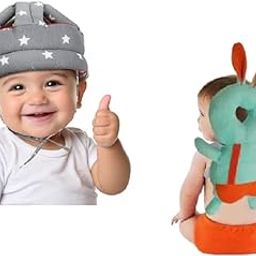 HUG PUPPY Baby Head Protector Cushion Toddler Backpack, Baby Safety Products for Baby Toddler Walker, Baby Back Protection for Crawling & Walking (Grey & Light Green)-image-24