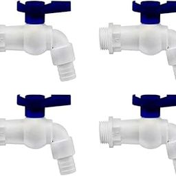 Bath GURU Plastic Heavy Duty 1/2" PVC Nozzle Bib Cock Tap for Bathroom Kitchen and Garden (White) - Pack of 4-image-18