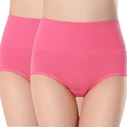 Women’s Cotton High Wasit Underwear Full Coverage Brief Panty | Ladies Soft, Comfortable, Breathable Underpants Briefs Panties | Size: M - XXL- Pink (Pack of 2)-image-14