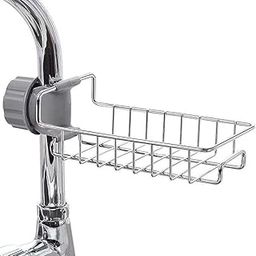 classic-hub Faucet Sponge Holder Drainer Caddy for Dishwashing Stainless Steel Faucet Storage Rack Sponge Hanging for Kitchen & Bathroom-picture-12