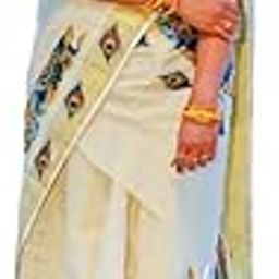 Women's Kasavu Kerala Style Traditional Printed Dhavani Set-Girls Half Saree-picture-49