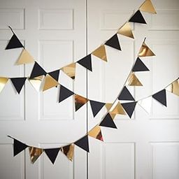 Black and Gold Buntings Flags Banners for Party Decoration(12 Flags)-image-82
