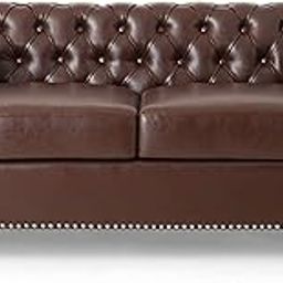 Wood Art City Rosewood 2-Seater Settee Sofa Diwan Couch for Home and Living Room (Brown Leather, Large)-image-46