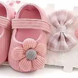 Pavilea Infant Booties | Skin Friendly Cotton | Non-Slip Rubber Soles, Easy-Fit for Early Walkers | Baby Booties | Hairband & Booties Color Set | Newborn Baby Shoe, Kids Shoe, Baby Girl Shoes-image-23