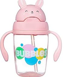 Bubbles Baby Straw Sippy Cup – BPA-Free, Leak-Proof Silicone Straw Bottle with Twin Handles for 6+ Months (Pink) 320ml-image-40