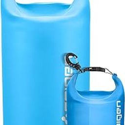 Spigen AquaShield Waterproof Dry Bag Backpack A630, 20L & 2L Lightweight Dry Storage Bag for Travel, Swimming, Boating, Kayaking, Camping and Beach (Pack of 2) - Sea Blue, Clear-image-81
