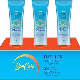 Yuthika SunCare Sunscreen Cream SPF 50 PA+++ | 18g | High Protection | Non-Greasy Formula | UVA & UVB Defense | For All Skin Types Pack of 3 (18g Each)-33