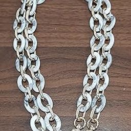 Tia Premium Purse Shoulder Bag Chain Strap Handle, Handbag Purse Chain Replacement, Purse, Clutch Making, Decoration & DIY (WhiteGrey Acrylic with GoldenChain-110Cm)-image-8