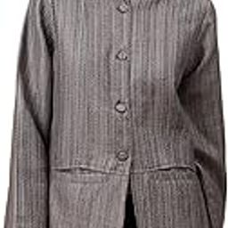 Women’s Striped Thick Material Jacket with Mandarin Collar – Tailored Fit Casual Blazer-22
