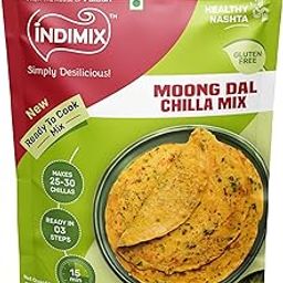 INDIMIX Moong Dal Chilla Mix 500g | High-Protein Instant Breakfast | Multi Dal & Multigrain Chilla Powder | Ready in 3 Easy Steps (From the House of Pansari)-image-86
