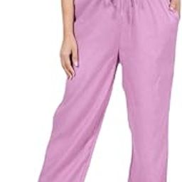 STYLE SHOES Women's Linen Solid Lounge Bottom Pant Pyjamas for Women Sleepwear Regular Fit Casual Trousers (v)-image-95