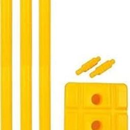 TAURAS Wicket Hard Plastic 3 Piece Wickets, 1 Base, 2 Bails Wicket Set 31 Inches for Age Group 10-15 Years (Yellow)-image-25